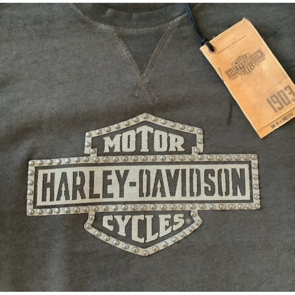Harley Davidson Women's Studded Logo Pullover Sweatshirt 99064-20VW Gray Sz XL - Picture 4 of 4